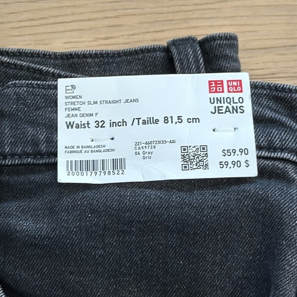 Uniqlo Women's Black Straight Jeans NWT Size 32 - Picture 2 of 6